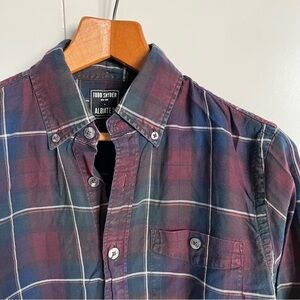 Todd Snyder Men's Plaid Shirt - Blue and Burgundy
